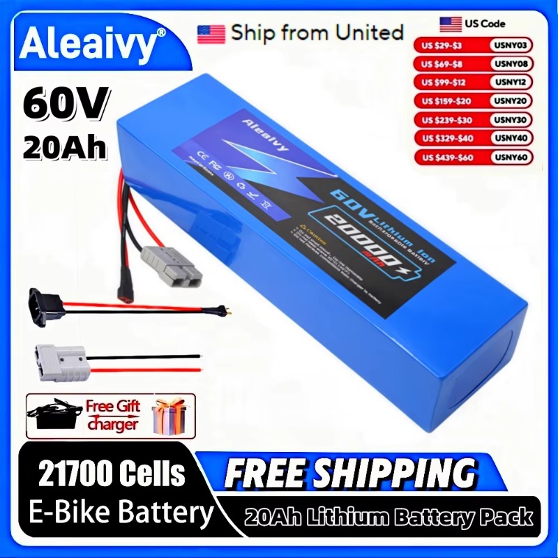 60V 30Ah 21700 Battery Pack - Batería de litio Aleaivy 60V 20Ah